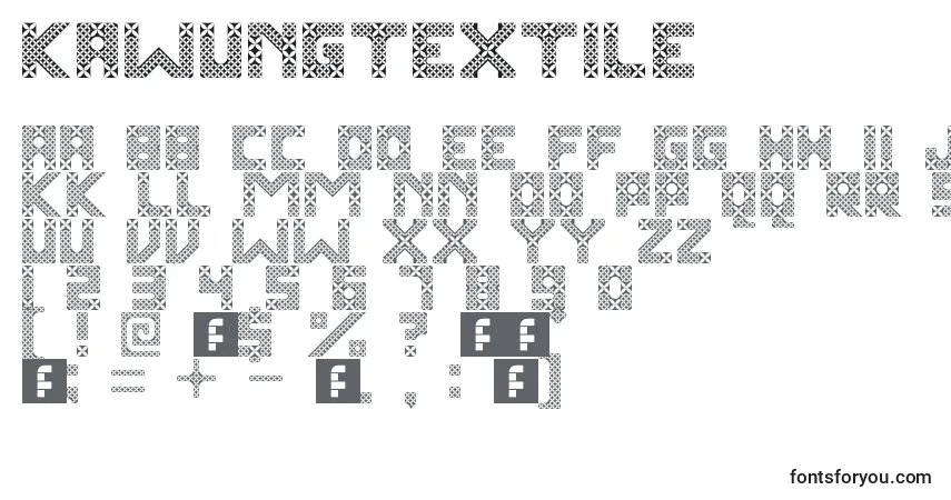 Schriftart KawungTextile (91204) – Alphabet, Zahlen, spezielle Symbole