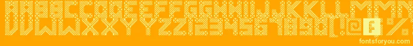KawungTextile-Schriftart – Gelbe Schriften auf orangefarbenem Hintergrund