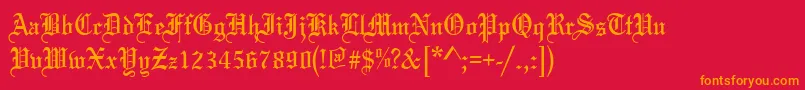 フォントBlissNormal – 赤い背景にオレンジの文字