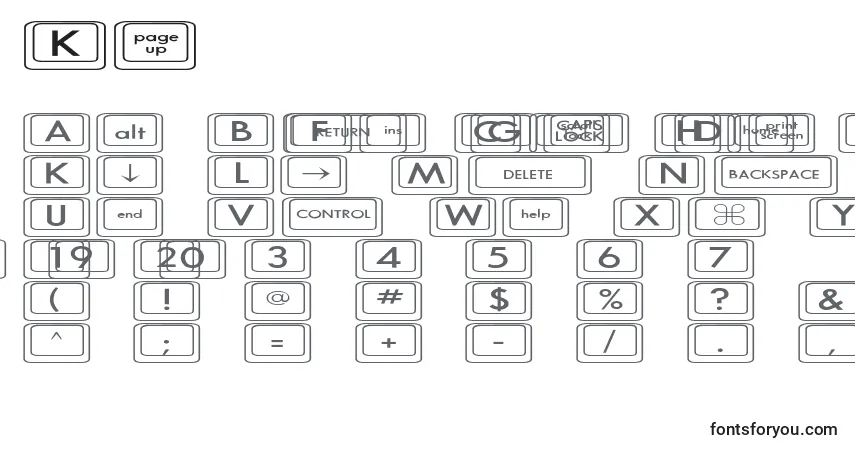 A fonte KeyboardKeysexExpanded – alfabeto, números, caracteres especiais