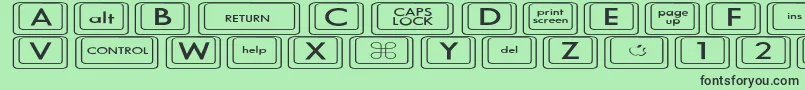 Czcionka KeyboardKeysexExpanded – czarne czcionki na zielonym tle