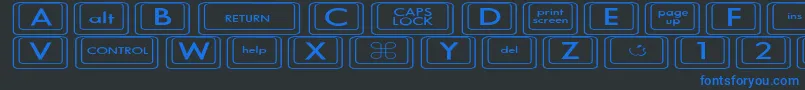 KeyboardKeysexExpanded-fontti – siniset fontit mustalla taustalla