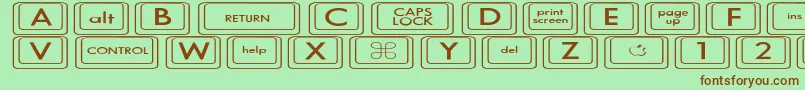 Czcionka KeyboardKeysexExpanded – brązowe czcionki na zielonym tle