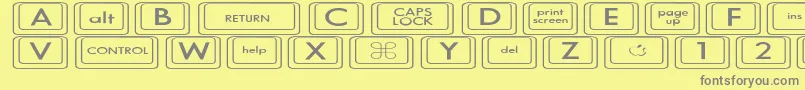 Saiba mais sobre a fonte KeyboardKeysexExpanded Fonte KeyboardKeysexExpanded – fontes cinzas em um fundo amarelo