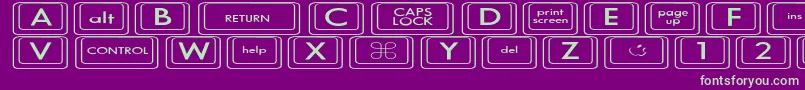 KeyboardKeysexExpanded-fontti – vihreät fontit violetilla taustalla