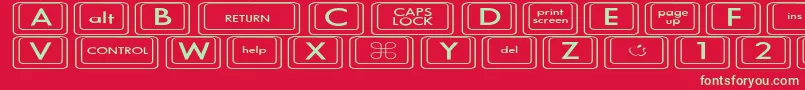 Police KeyboardKeysexExpanded – polices vertes sur fond rouge