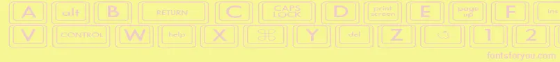 Fonte KeyboardKeysexExpanded – fontes rosa em um fundo amarelo