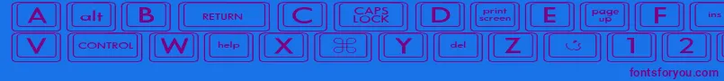 Więcej informacji o czcionce KeyboardKeysexExpanded Czcionka KeyboardKeysexExpanded – fioletowe czcionki na niebieskim tle