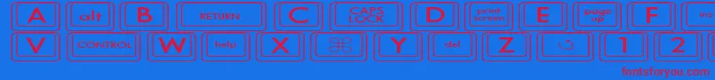 Czcionka KeyboardKeysexExpanded – czerwone czcionki na niebieskim tle