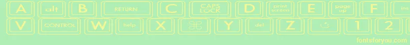 フォントKeyboardKeysexExpanded – 黄色の文字が緑の背景にあります