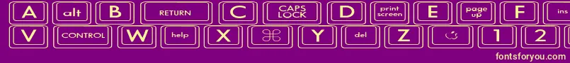 Czcionka KeyboardKeysexExpanded – żółte czcionki na fioletowym tle