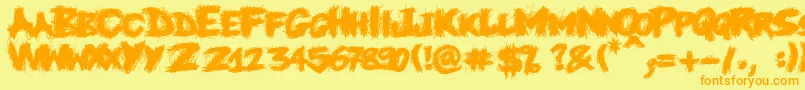 フォントKnifefight – オレンジの文字が黄色の背景にあります。