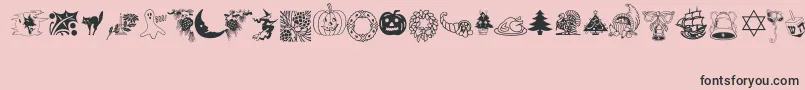 HolidayPiBt-Schriftart – Schwarze Schriften auf rosa Hintergrund