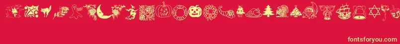 HolidayPiBt Font – Yellow Fonts on Red Background