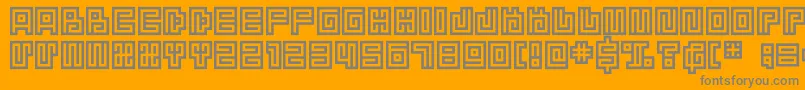 Lisätietoja Dsspiralcapsc-fontista Dsspiralcapsc-fontti – harmaat kirjasimet oranssilla taustalla