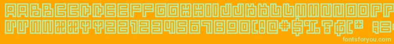 Шрифт Dsspiralcapsc – зелёные шрифты на оранжевом фоне