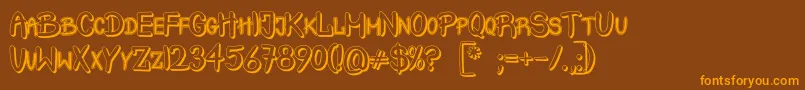 フォントCrashTestShadow – オレンジ色の文字が茶色の背景にあります。