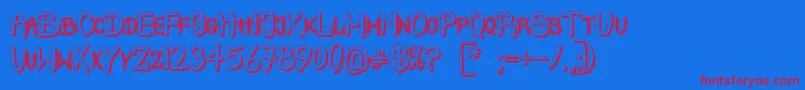 フォントCrashTestShadow – 赤い文字の青い背景