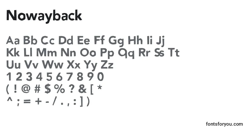 Schriftart Nowayback (91211) – Alphabet, Zahlen, spezielle Symbole