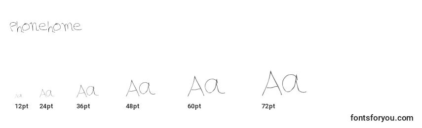 Phonehome Font Sizes