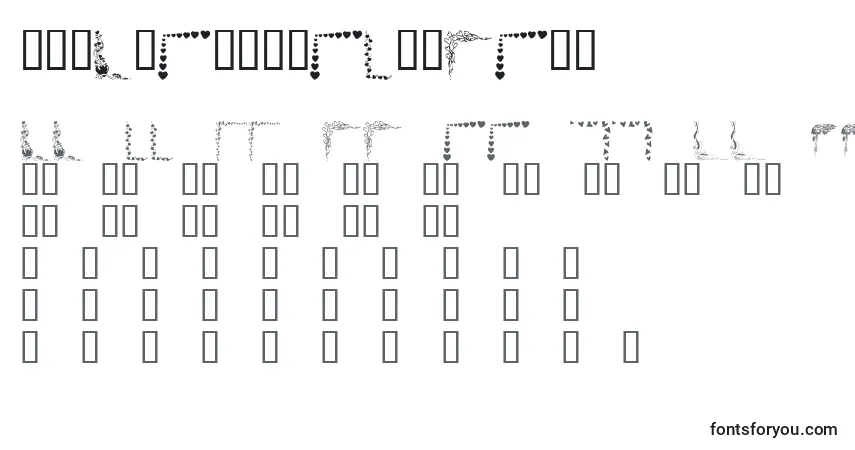 Шрифт KrValentineBorders – алфавит, цифры, специальные символы