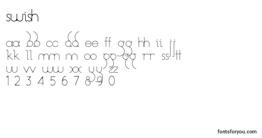 Schriftart Swish – Alphabet, Zahlen, spezielle Symbole