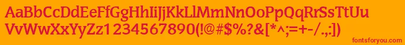 SenateBold-Schriftart – Rote Schriften auf orangefarbenem Hintergrund