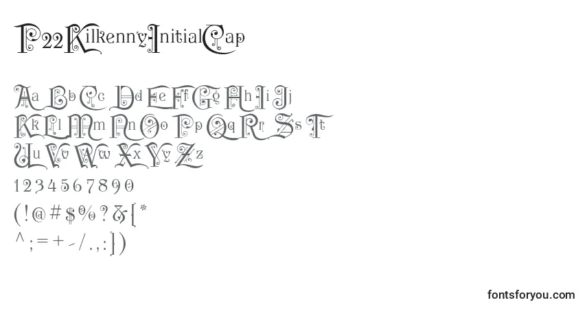 A fonte P22KilkennyInitialCap – alfabeto, números, caracteres especiais