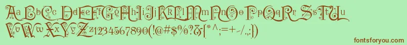 Шрифт P22KilkennyInitialCap – коричневые шрифты на зелёном фоне