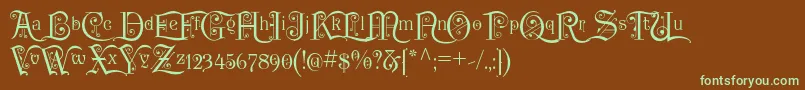 P22KilkennyInitialCap Font – Green Fonts on Brown Background