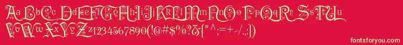 フォントP22KilkennyInitialCap – 赤い背景に緑の文字