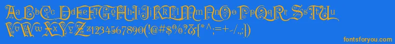 Шрифт P22KilkennyInitialCap – оранжевые шрифты на синем фоне