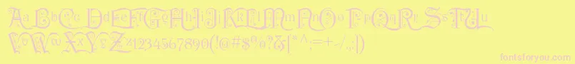 P22KilkennyInitialCap-fontti – vaaleanpunaiset fontit keltaisella taustalla