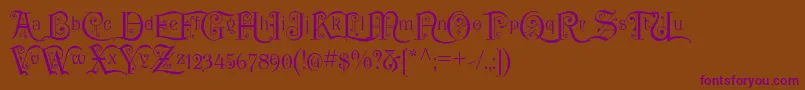 P22KilkennyInitialCap Font – Purple Fonts on Brown Background