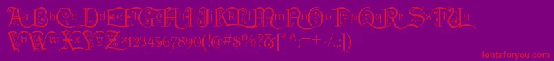 P22KilkennyInitialCap Font – Red Fonts on Purple Background