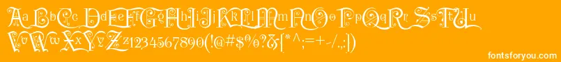 フォントP22KilkennyInitialCap – オレンジの背景に白い文字