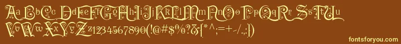 Шрифт P22KilkennyInitialCap – жёлтые шрифты на коричневом фоне
