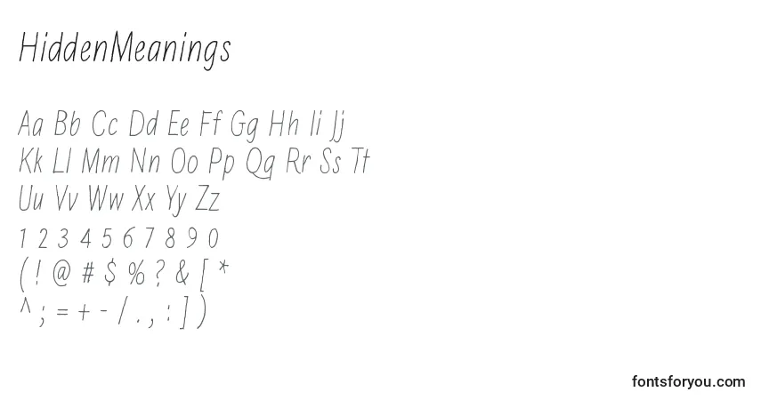 Schriftart HiddenMeanings – Alphabet, Zahlen, spezielle Symbole
