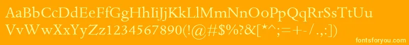 DanteMtRegular-Schriftart – Gelbe Schriften auf orangefarbenem Hintergrund