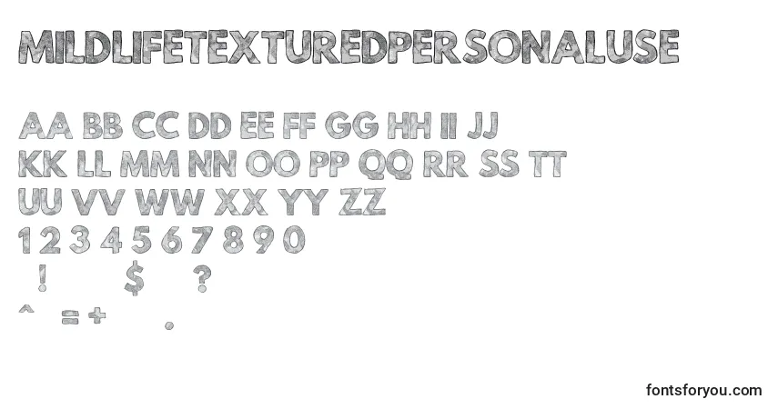 A fonte MildLifeTexturedPersonalUse (91228) – alfabeto, números, caracteres especiais