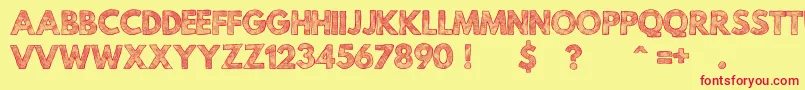 MildLifeTexturedPersonalUse-Schriftart – Rote Schriften auf gelbem Hintergrund