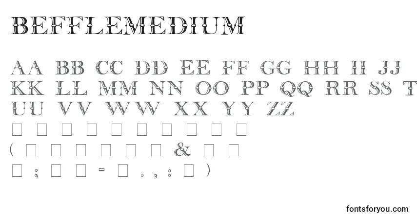 A fonte Befflemedium – alfabeto, números, caracteres especiais