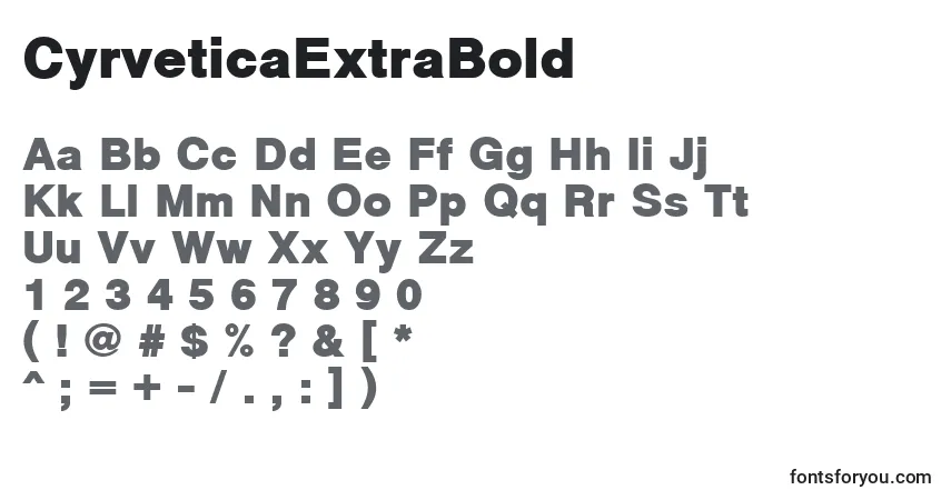 Schriftart CyrveticaExtraBold – Alphabet, Zahlen, spezielle Symbole