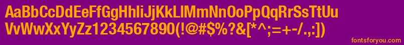 Lisätietoja Heaveneticacond7Boldsh-fontista Heaveneticacond7Boldsh-fontti – oranssit fontit violetilla taustalla