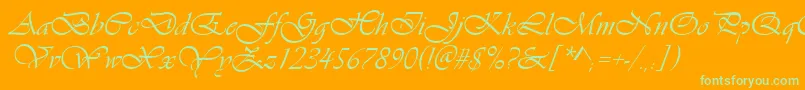 Vianta-Schriftart – Grüne Schriften auf orangefarbenem Hintergrund