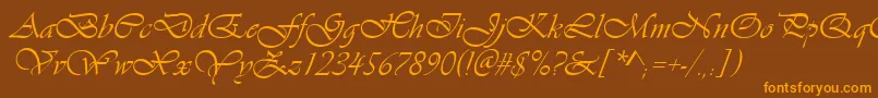 Vianta-Schriftart – Orangefarbene Schriften auf braunem Hintergrund