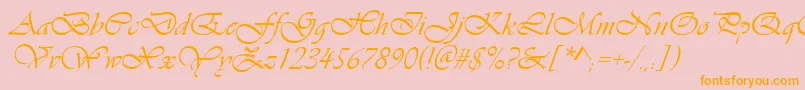 Vianta-Schriftart – Orangefarbene Schriften auf rosa Hintergrund