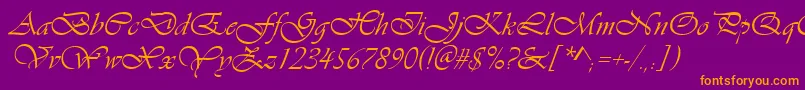 Vianta-Schriftart – Orangefarbene Schriften auf violettem Hintergrund