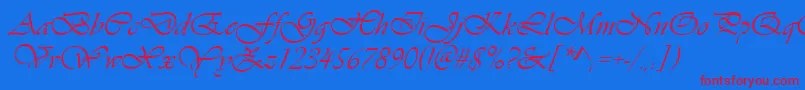 Vianta-Schriftart – Rote Schriften auf blauem Hintergrund