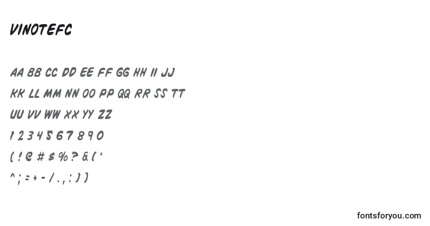 A fonte Vinotefc – alfabeto, números, caracteres especiais
